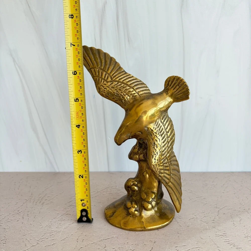 Vintage Solid Brass Eagle Figurine Bird of Prey Statue Americana Decor 7.5 Inch